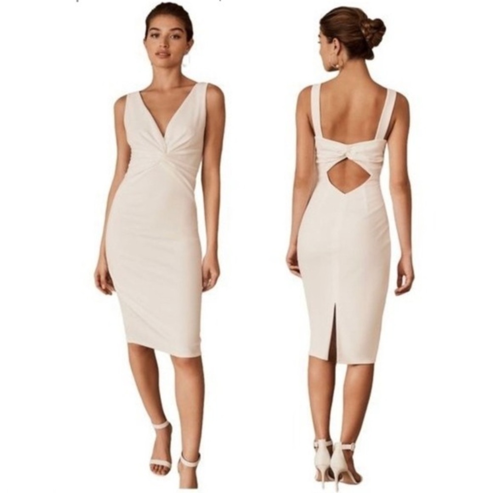 Katie May damaris‎ Twist Front Midi Dress ivory size 2 new with tags